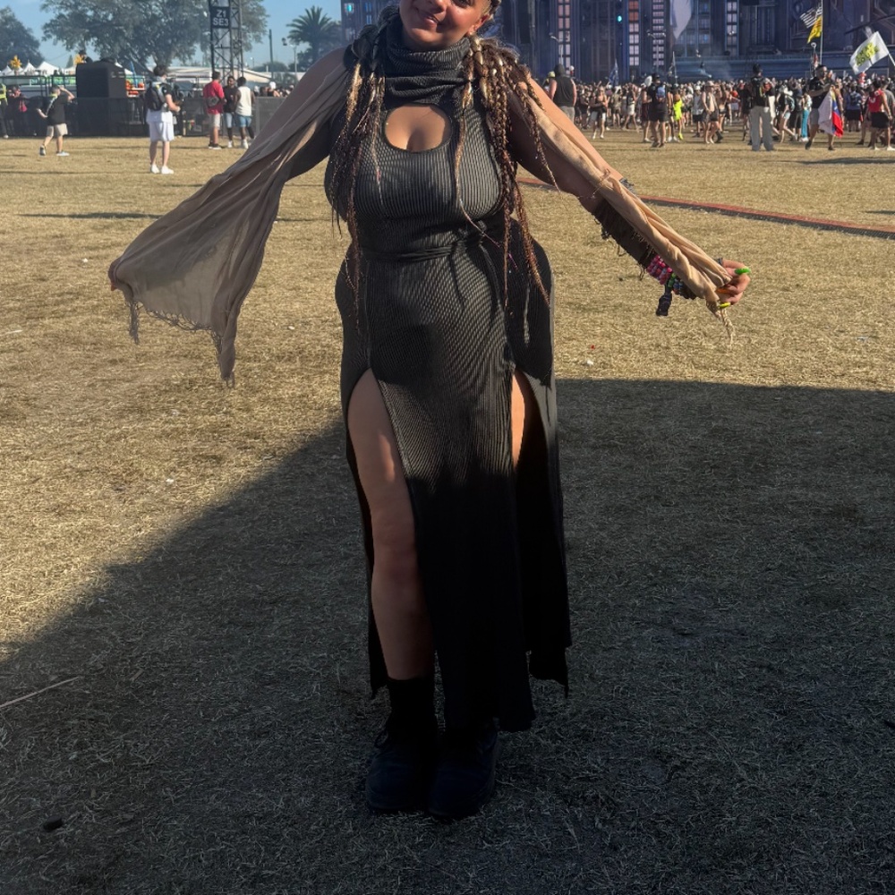 Dolls Kill Darker Wavs chord Hooded Cut Out Dress, XL